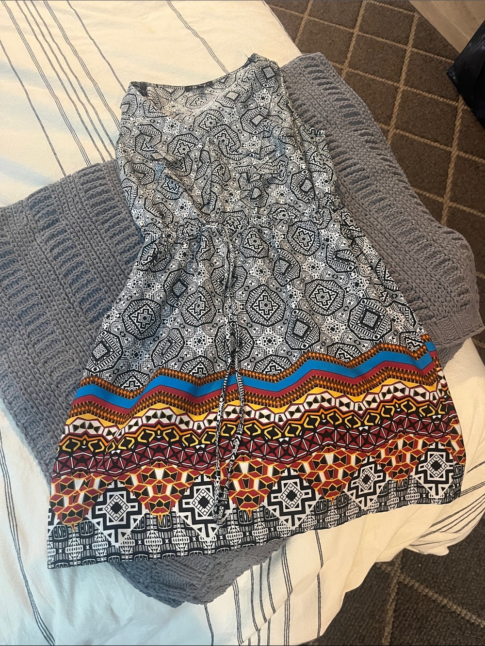 BeBop Black and White Geometric Print Summer Dress
